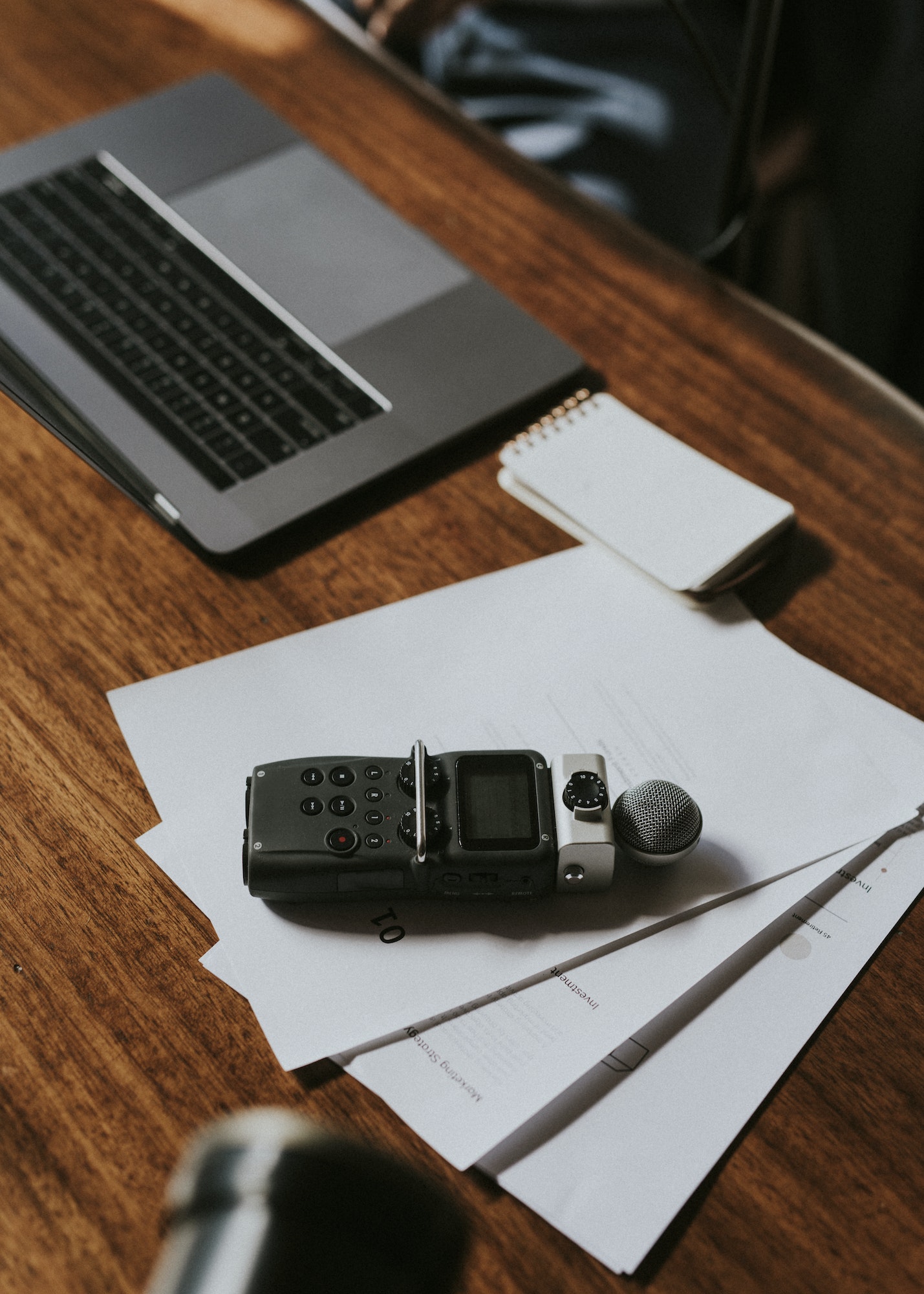 Journalist tools on a table